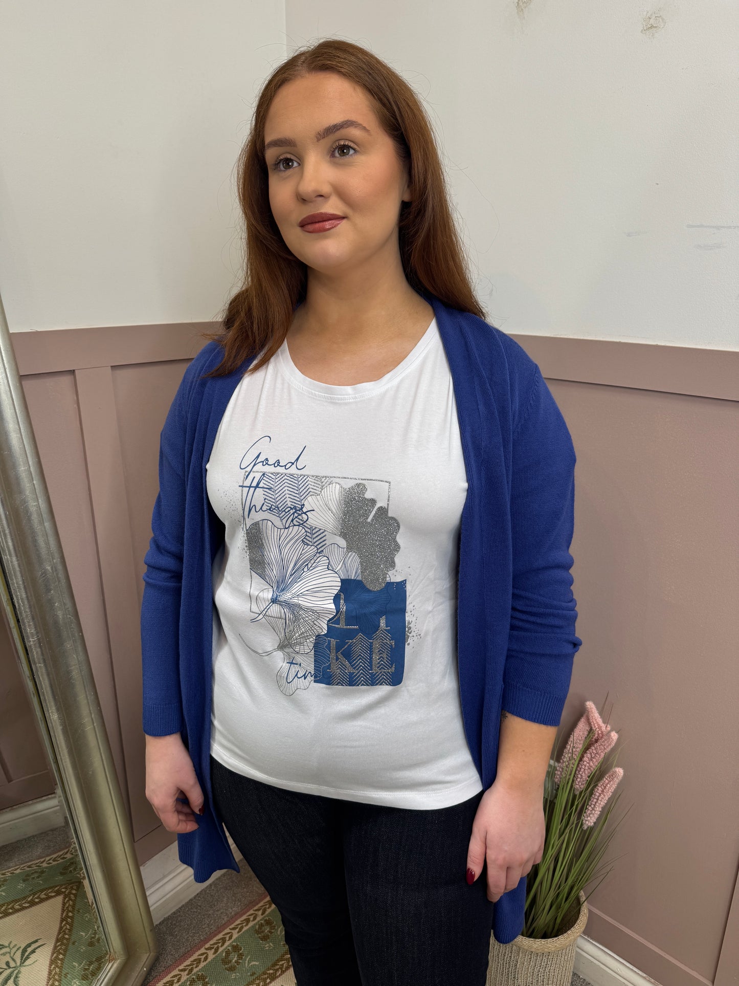 Amelia Royal Blue Cashmere Feel Cardigan