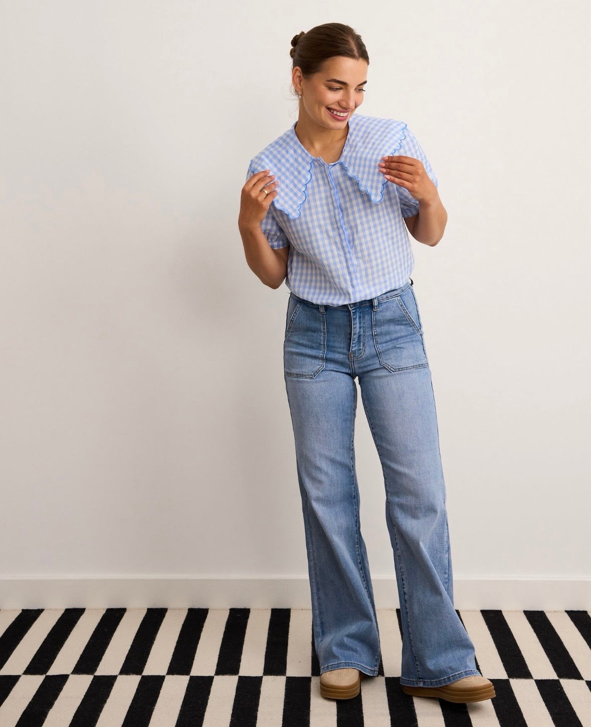 Lydia Blue Check Blouse