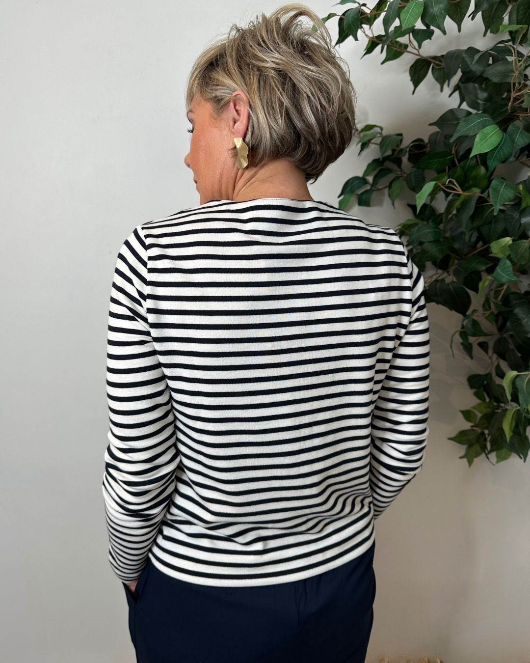 Beverly Navy Striped Cardigan