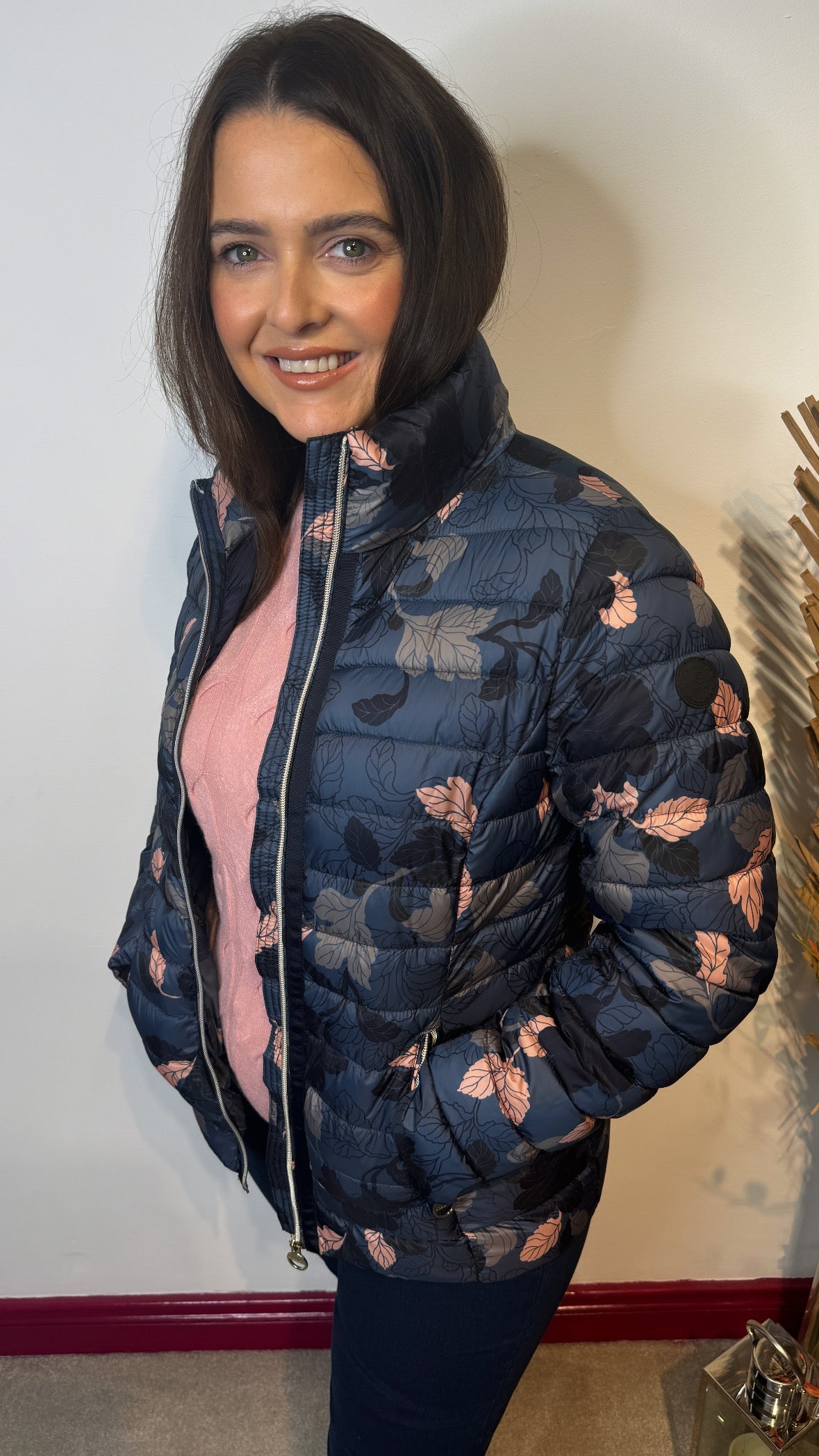 Normann Navy Leaf Print Luxury Jacket