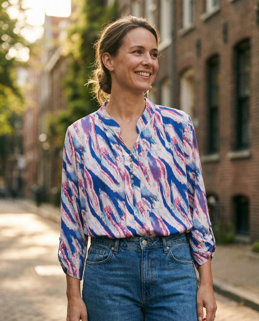 Brenda Blue V-Neck Blouse