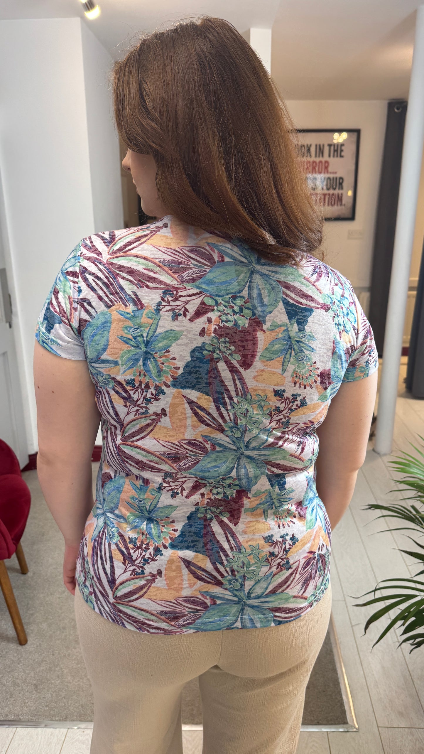 Alanna Aqua Floral Print T-Shirt