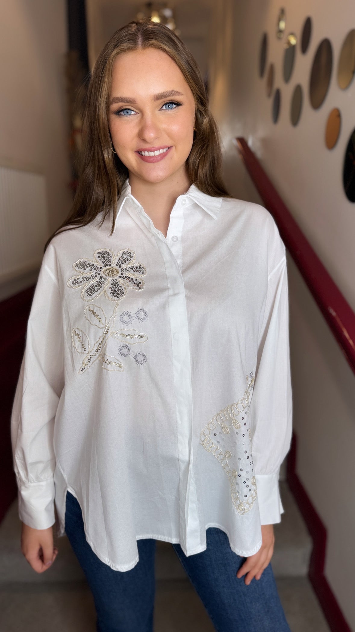 Toni White Embellished Shirt