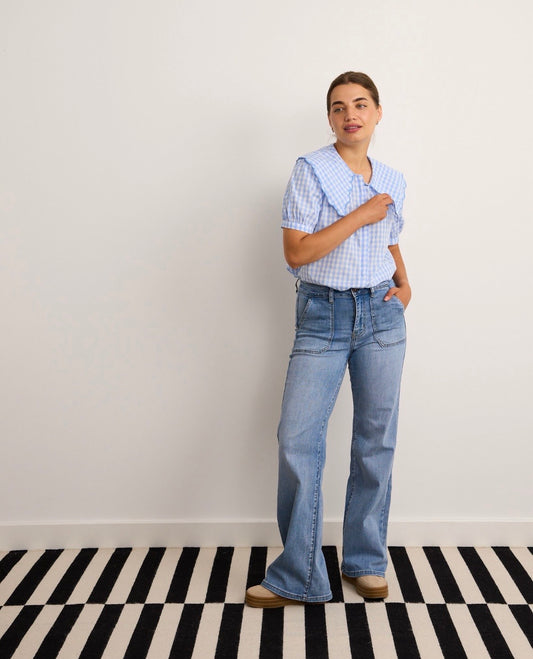 Lydia Blue Check Blouse