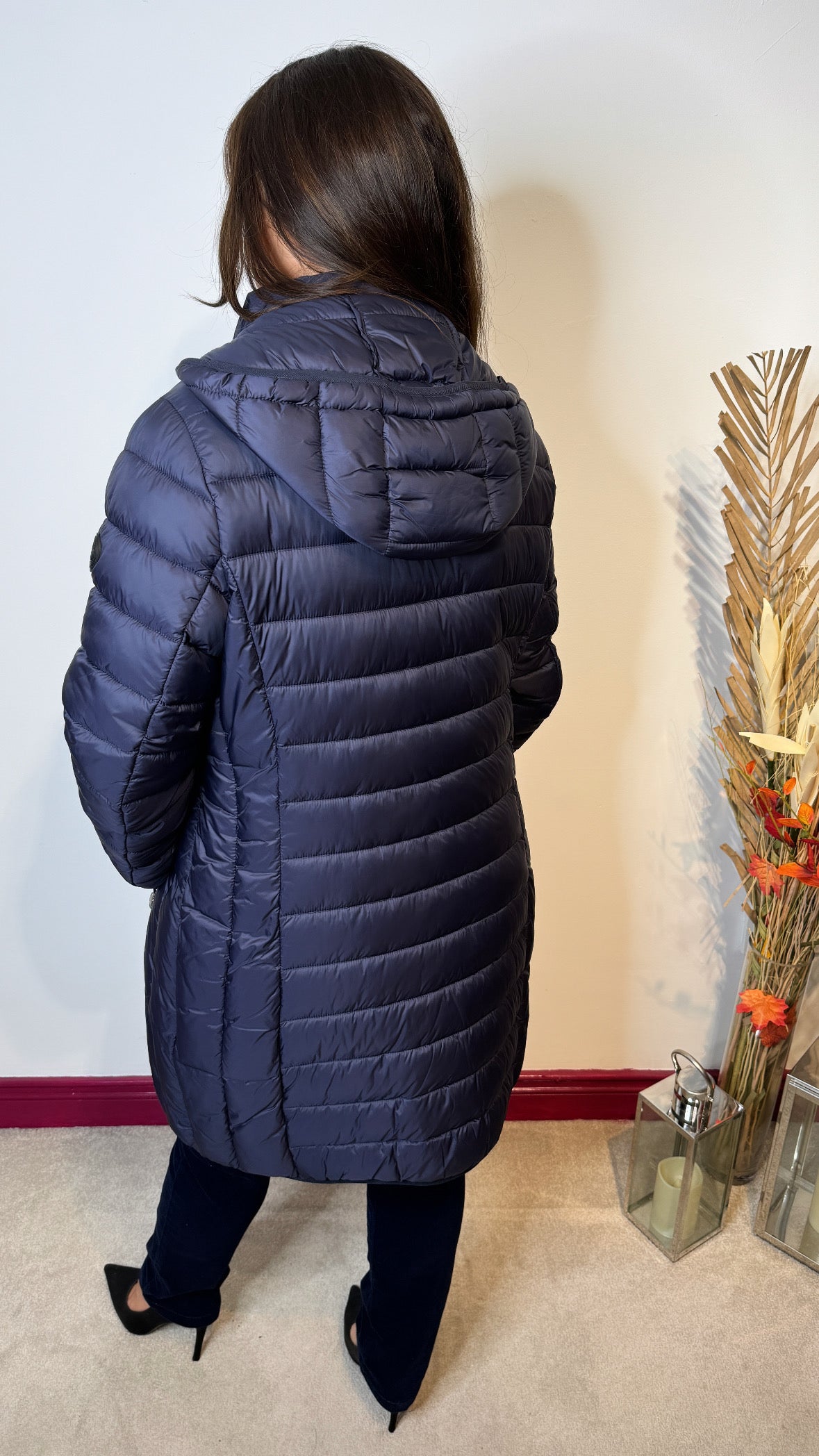 Frandsen Navy Quilted Midi Coat