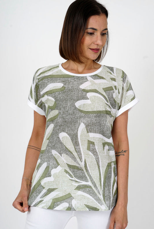 Faye Green Cotton Patterned T-Shirt