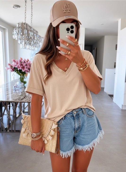 Samara V Neck Cream Blouse