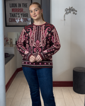Presley Wine Paisley Print Sweater