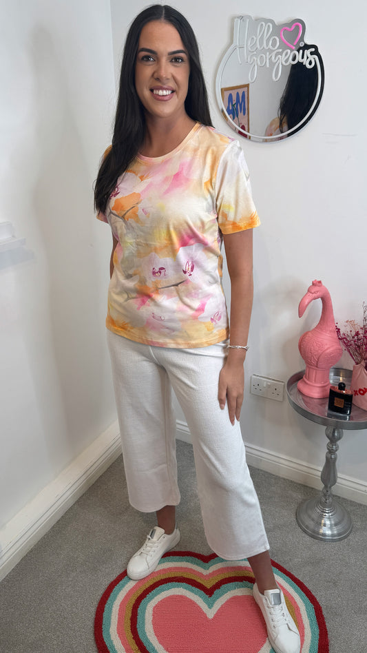 Sophia Pink & Orange Cotton T-Shirt