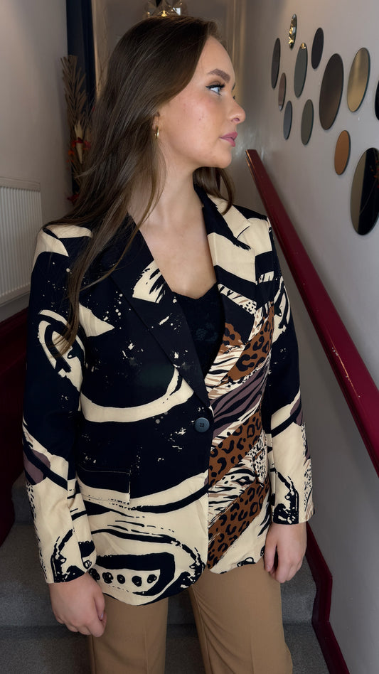 Lola Beige Printed Blazer