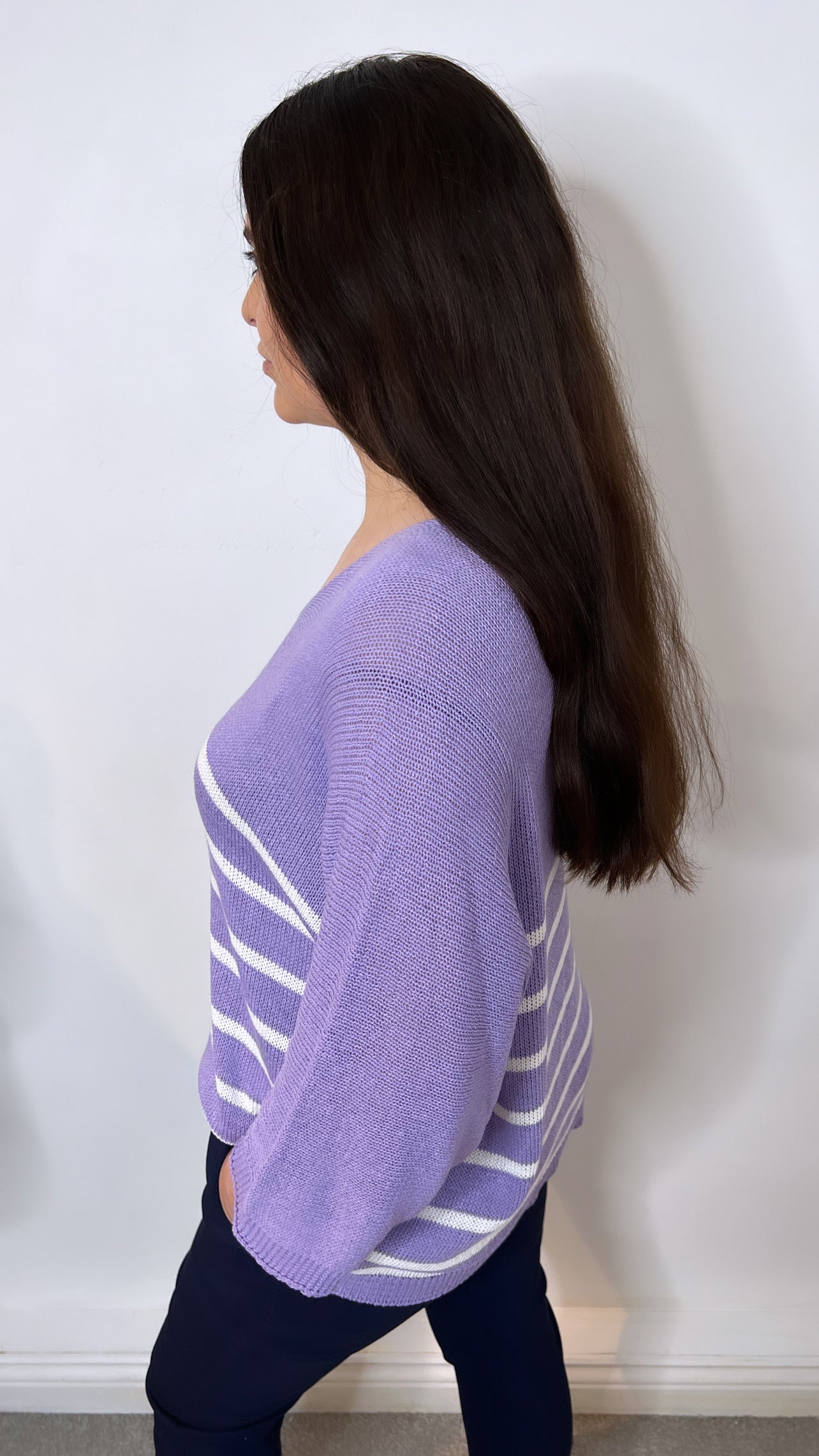 Kathy Purple Knit Striped Jumper