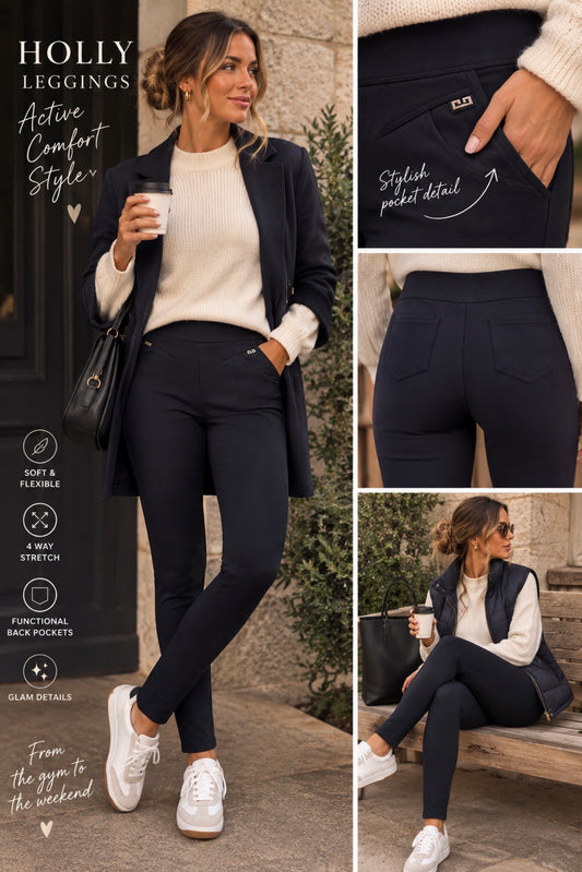Holly Black Stretch Cotton Leggings