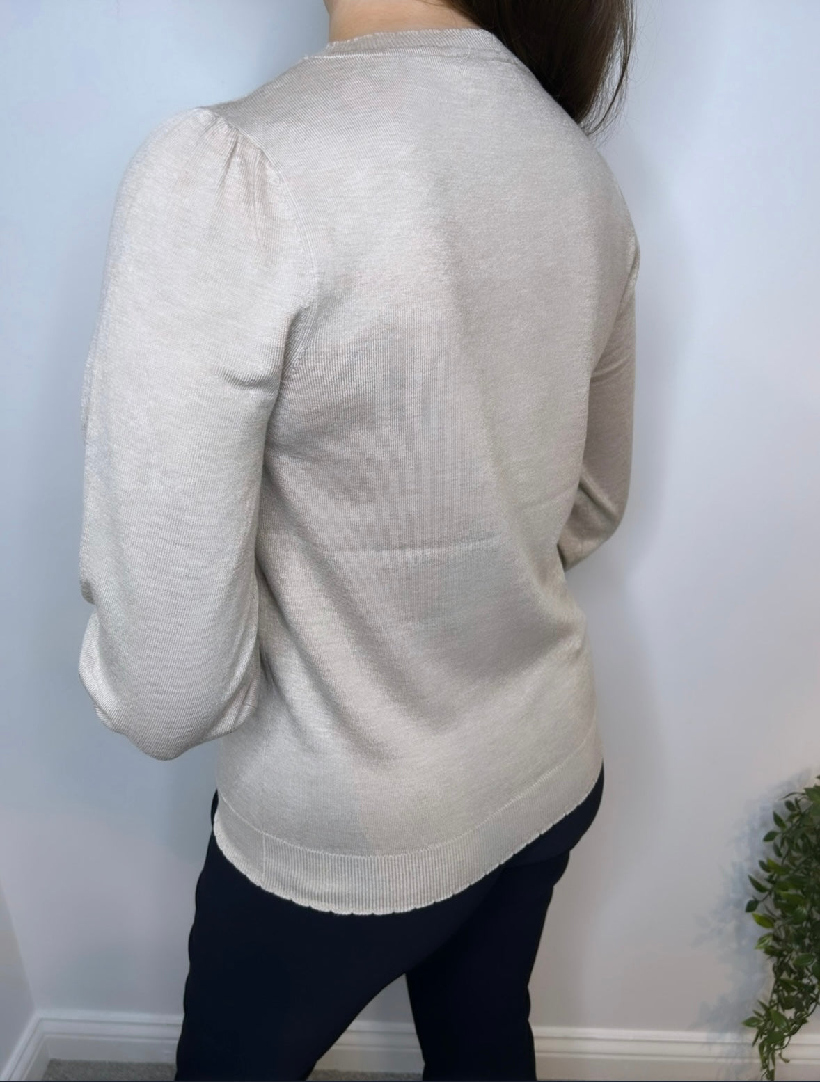 Sunday Beige Scallop Edge Pullover