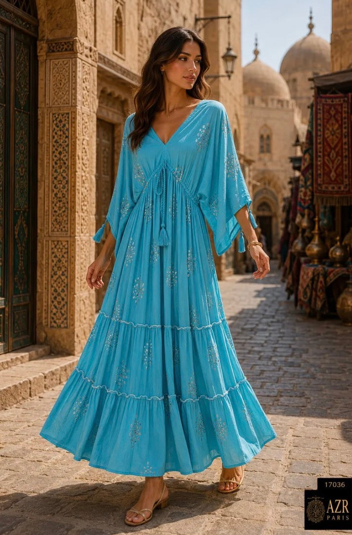 Tara Turquoise Boho Dress