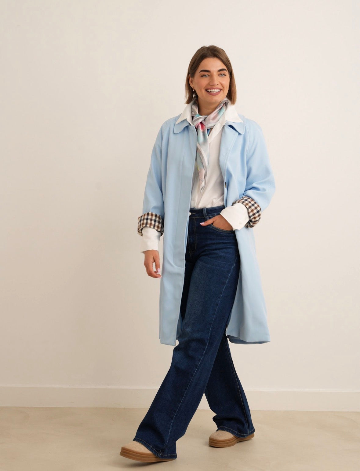 Harper Baby Blue Mac Coat