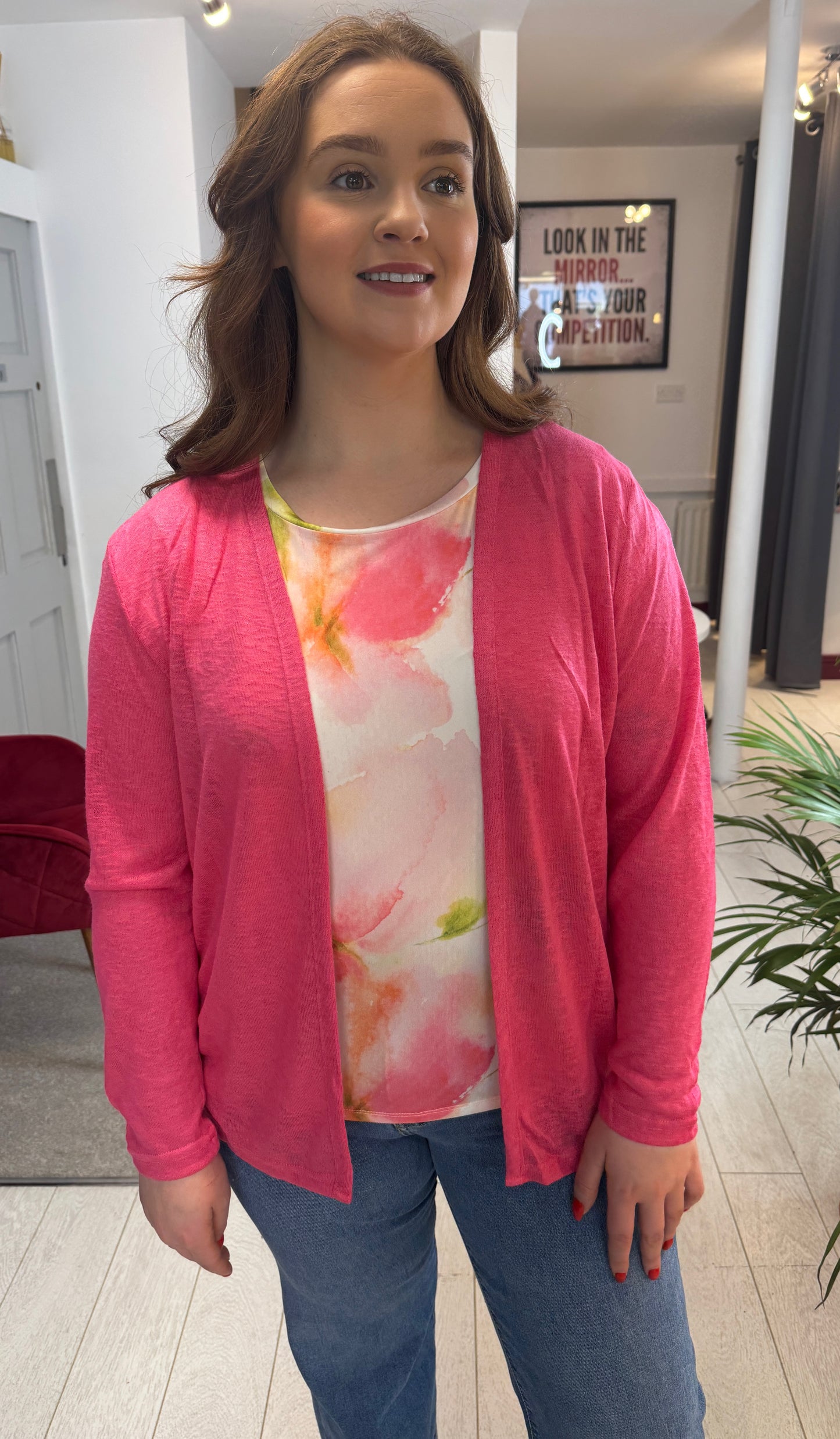 Rhea Raspberry Lightweight Summer Cardigan