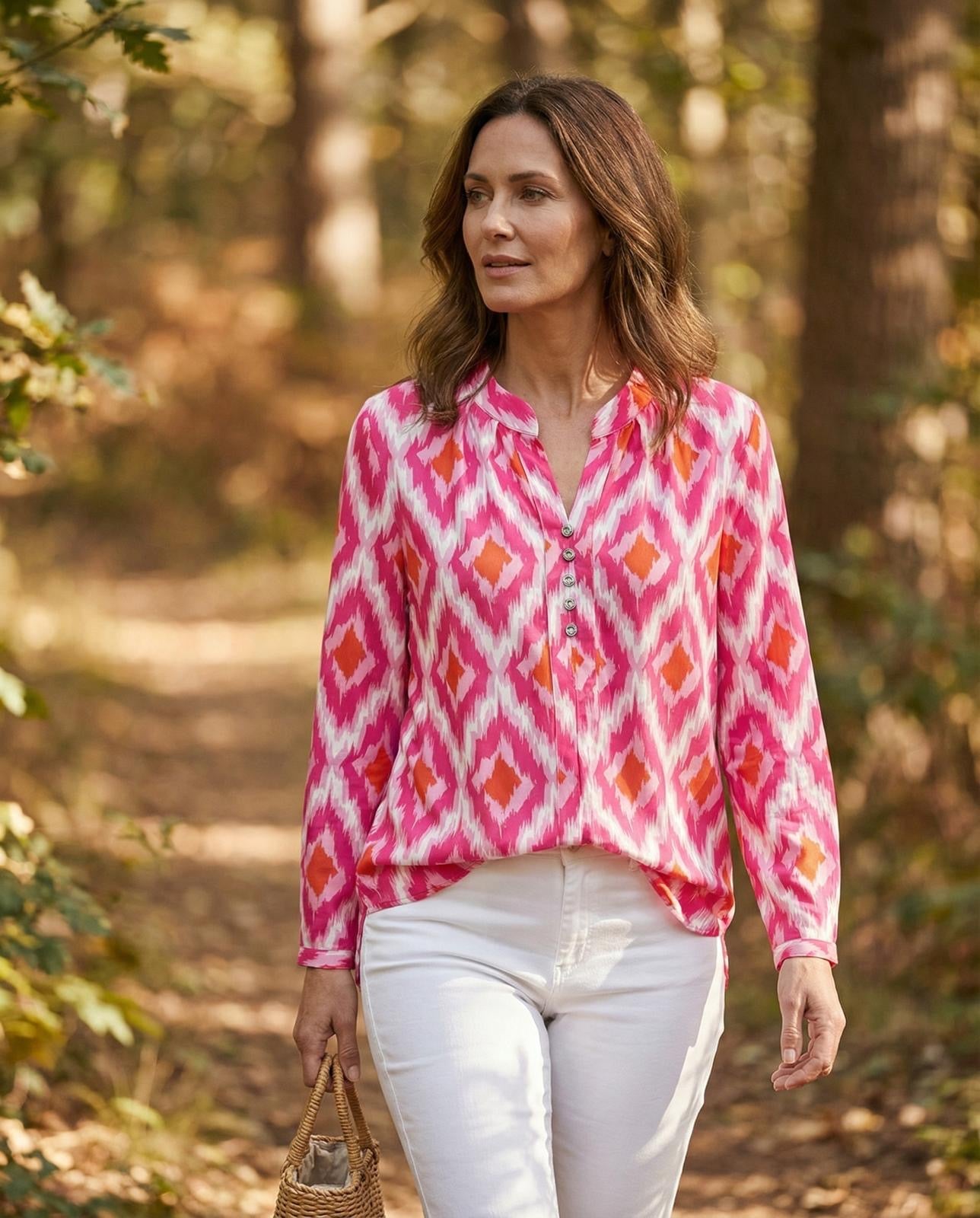 Quinn Pink V-Neck Blouse
