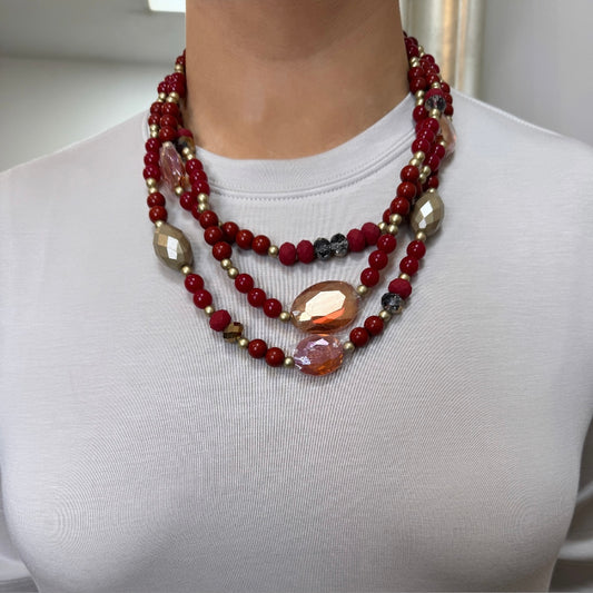 Wisteria Red Layered Necklace
