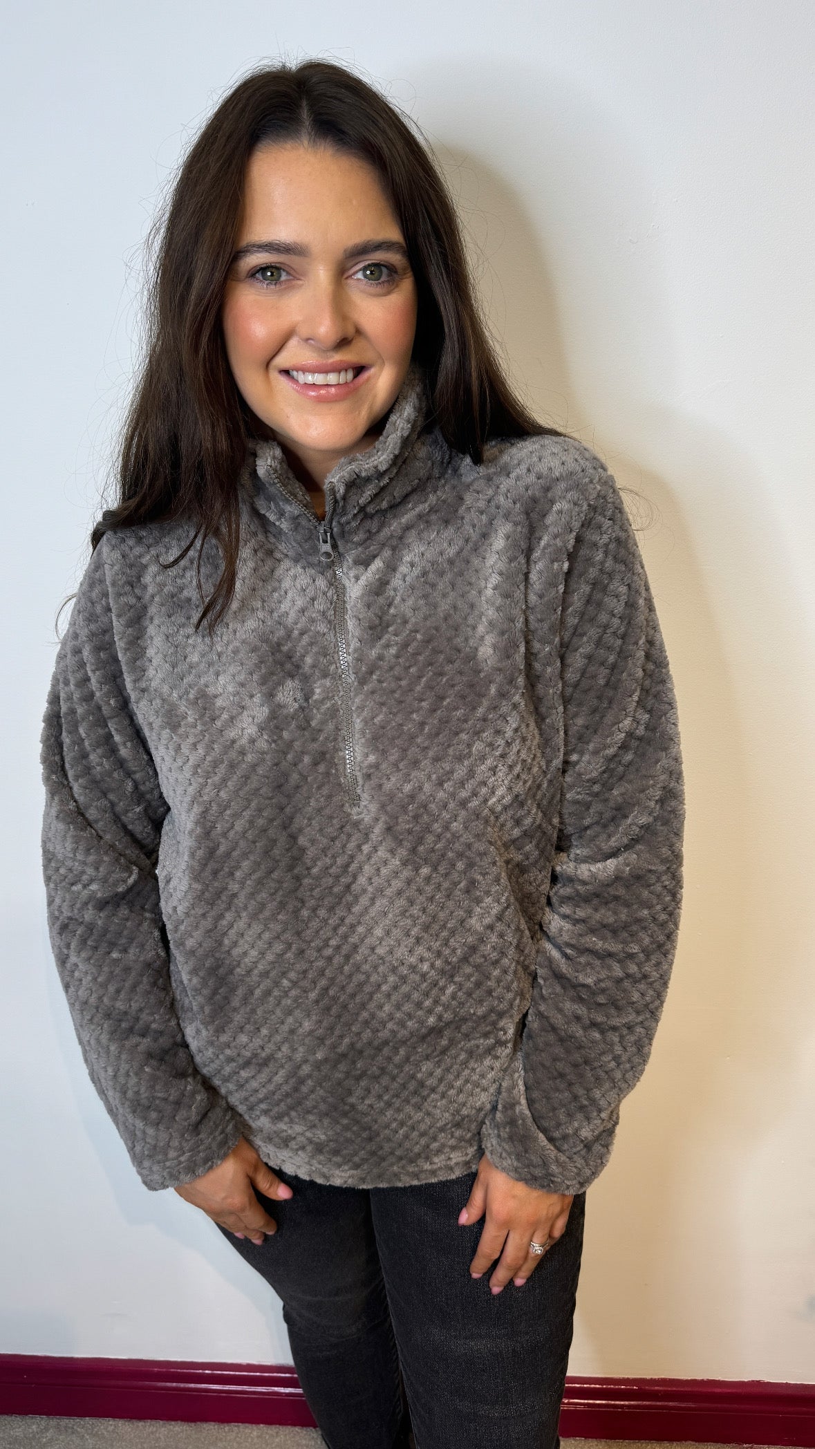 Marie Grey Half Zip Fleece