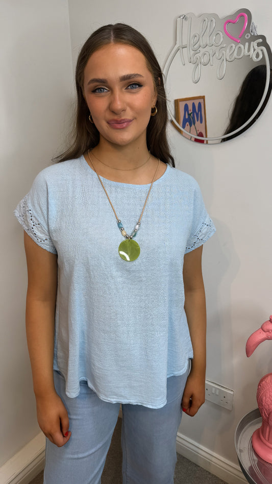 Calista Blue Cotton Blouse