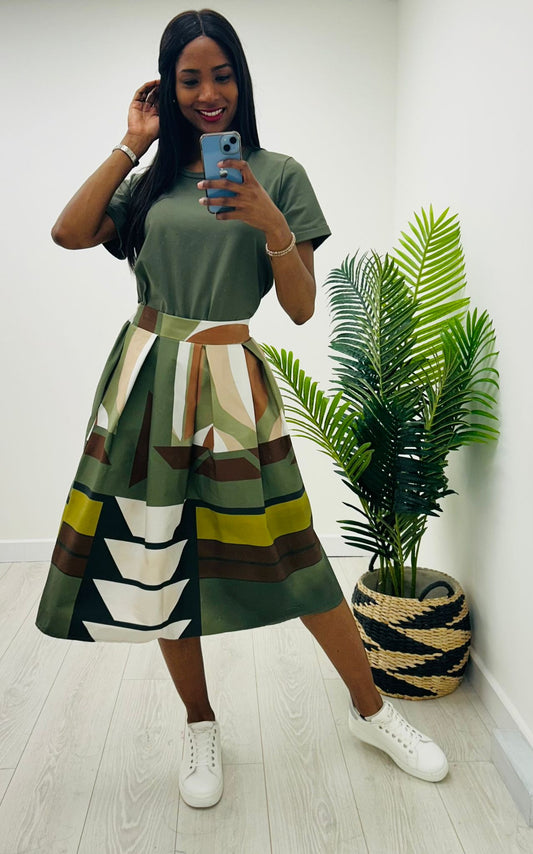 Aurora Khaki Skirt & Top Set