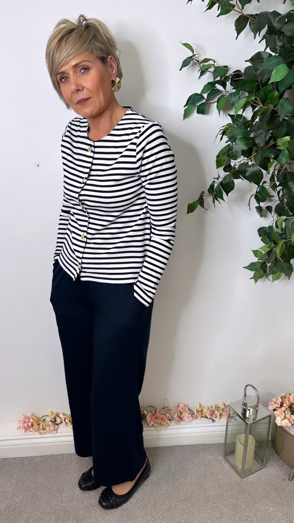 Beverly Navy Striped Cardigan