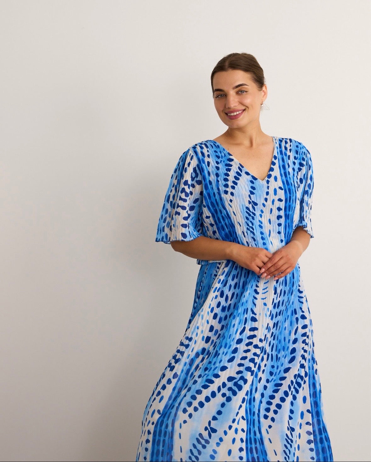 Cara Royal Blue Pleated Midi Dress