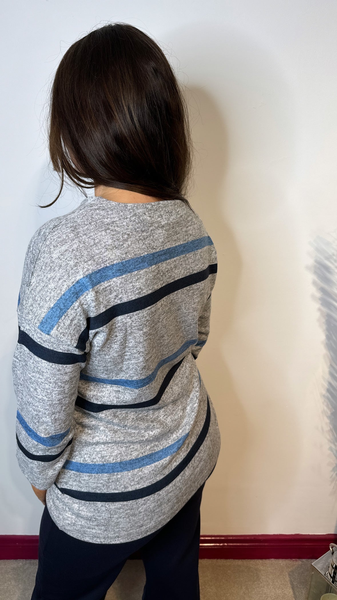 Sasha Grey, Blue and Navy Stripe Knit Jumper