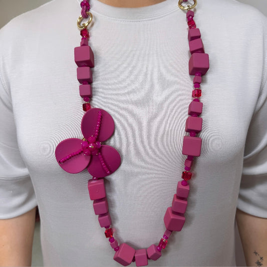 Hazel Pink Floral Necklace