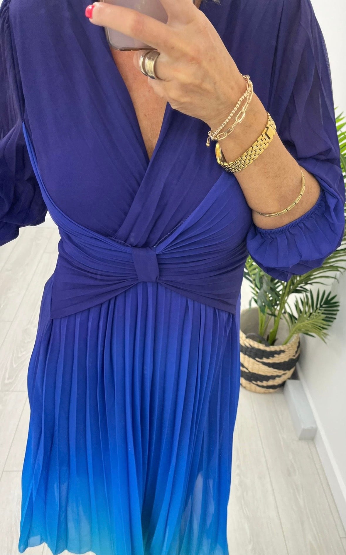 Dana Ombre Pleated Midi Dress