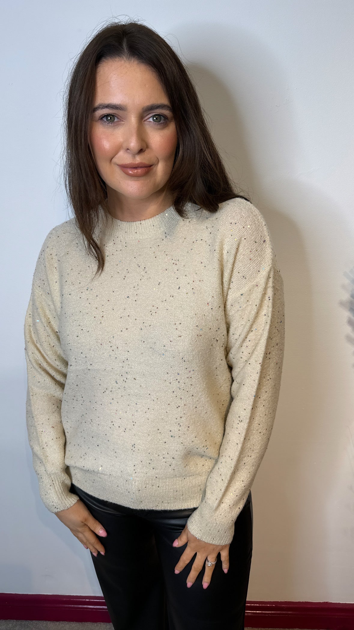 Liza Beige Sequin Jumper