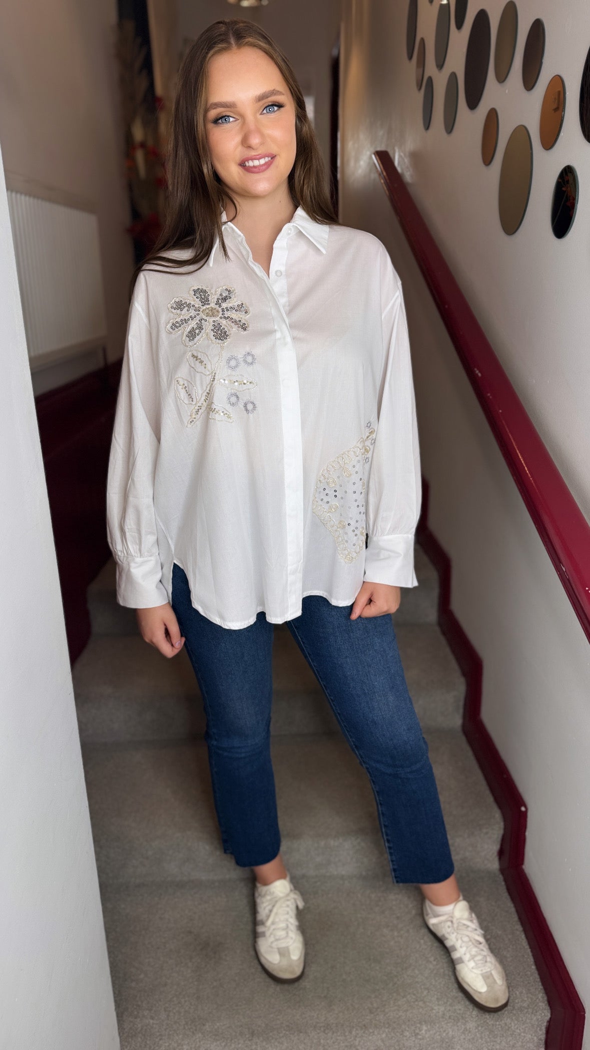 Toni White Embellished Shirt
