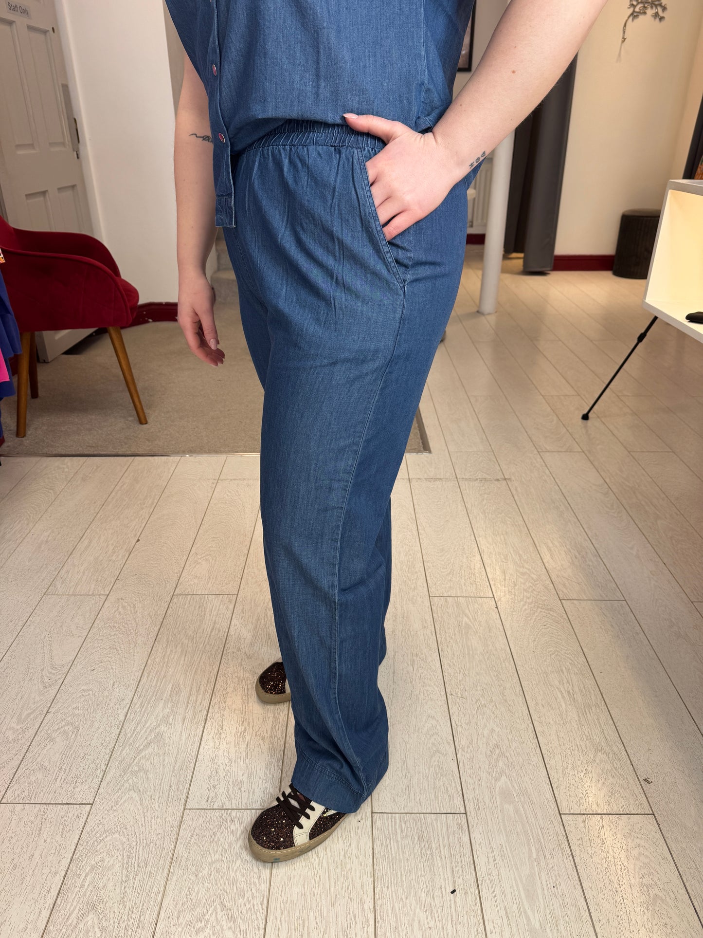 Nikki Denim Wide Leg Trousers