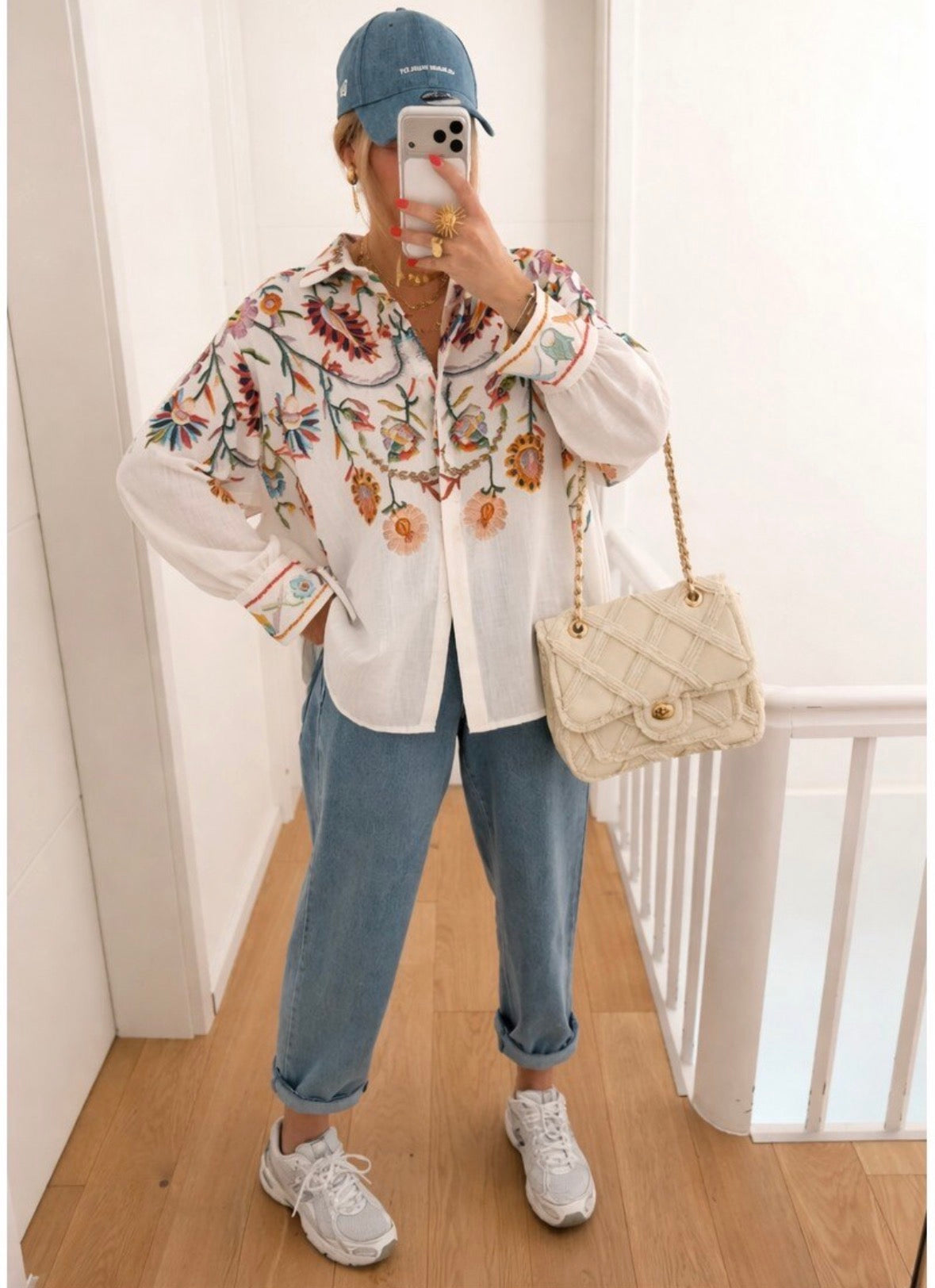 Keira Floral White Shirt Blouse