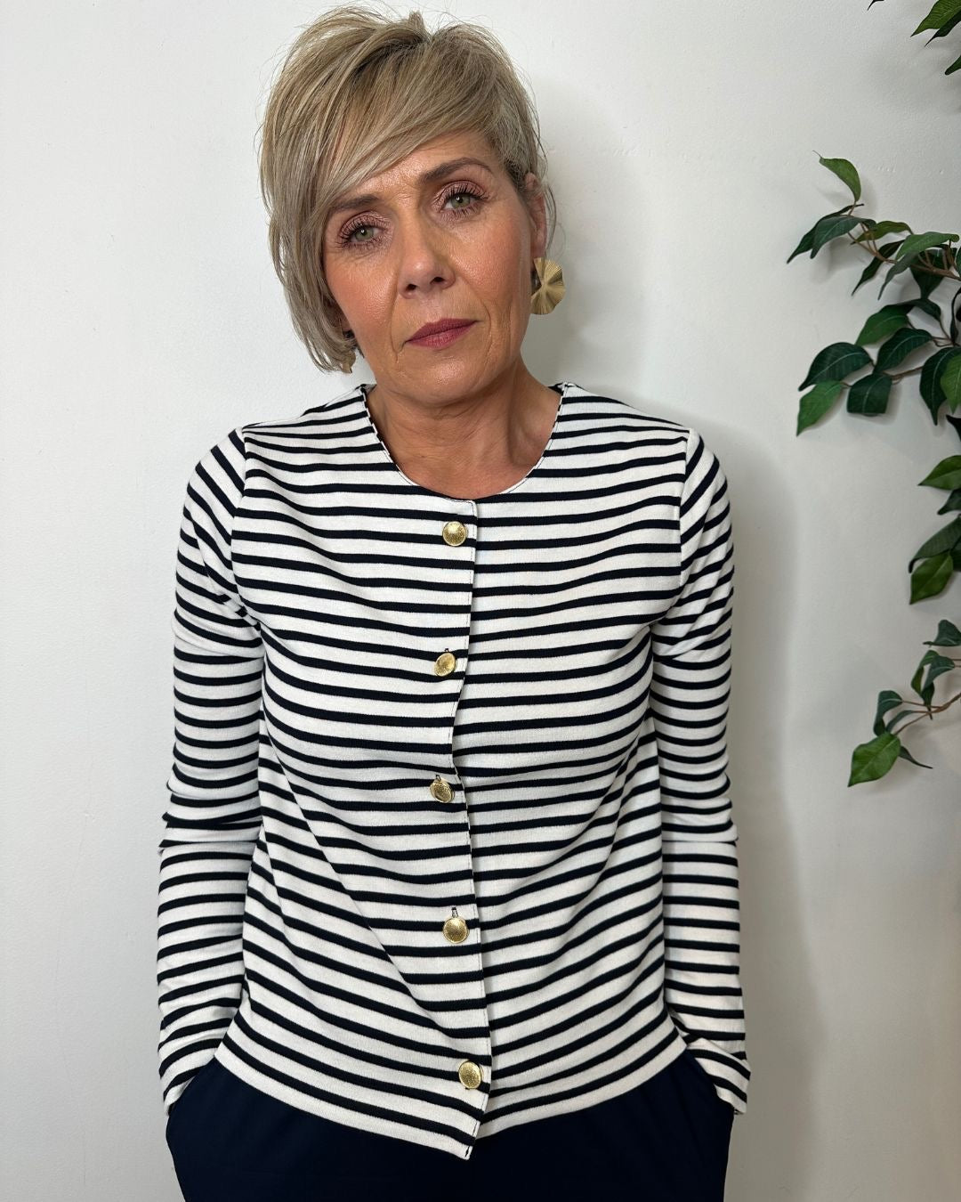 Beverly Navy Striped Cardigan