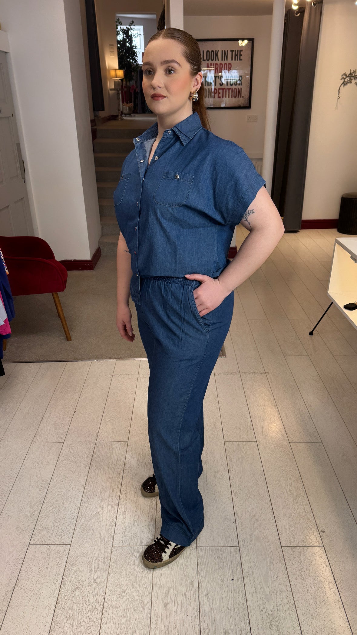 Nikki Denim Wide Leg Trousers