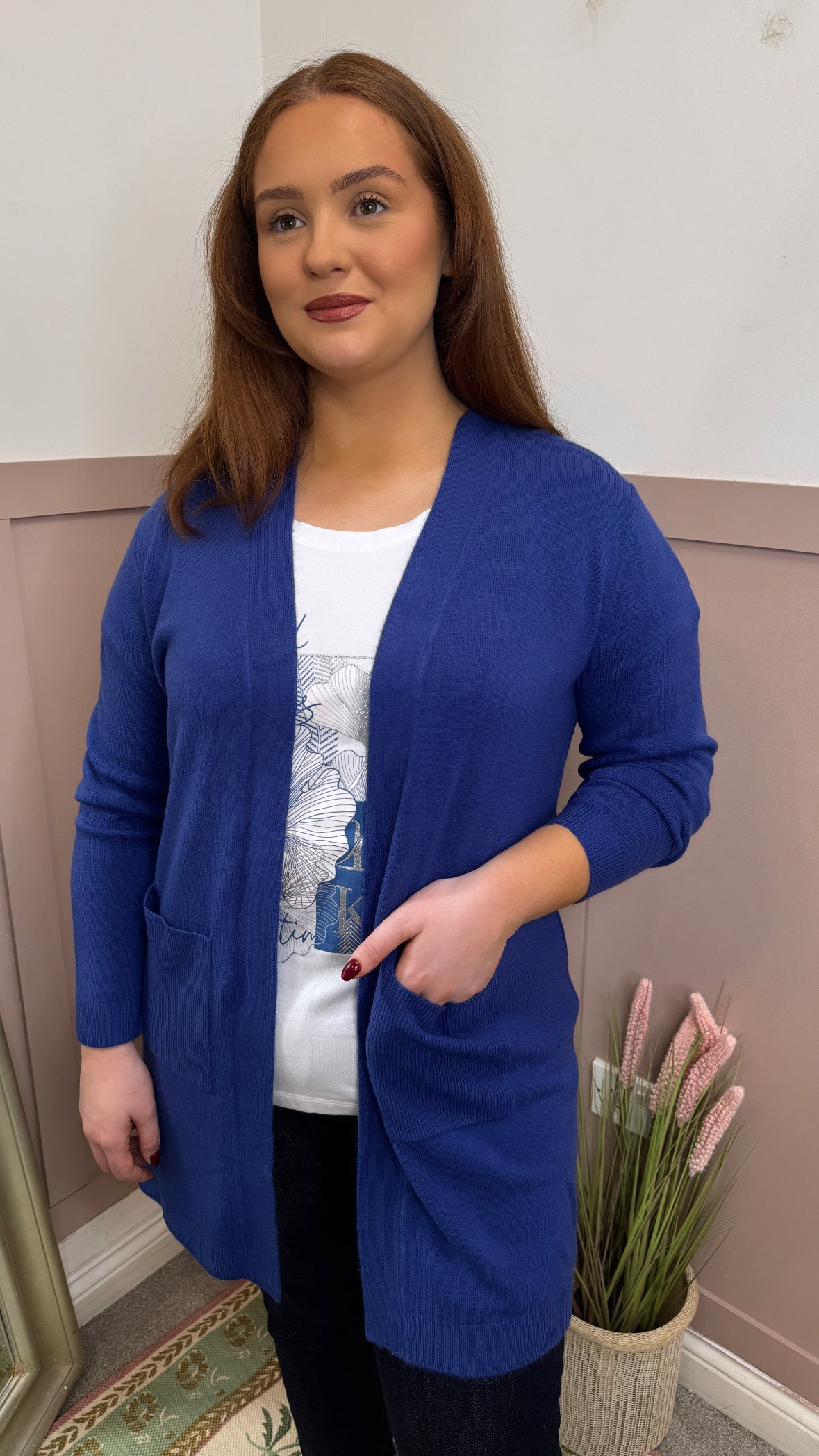 Amelia Royal Blue Cashmere Feel Cardigan