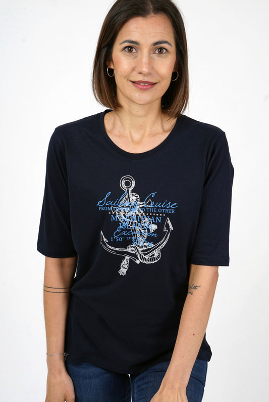 Nova Navy Sailor Print T-Shirt