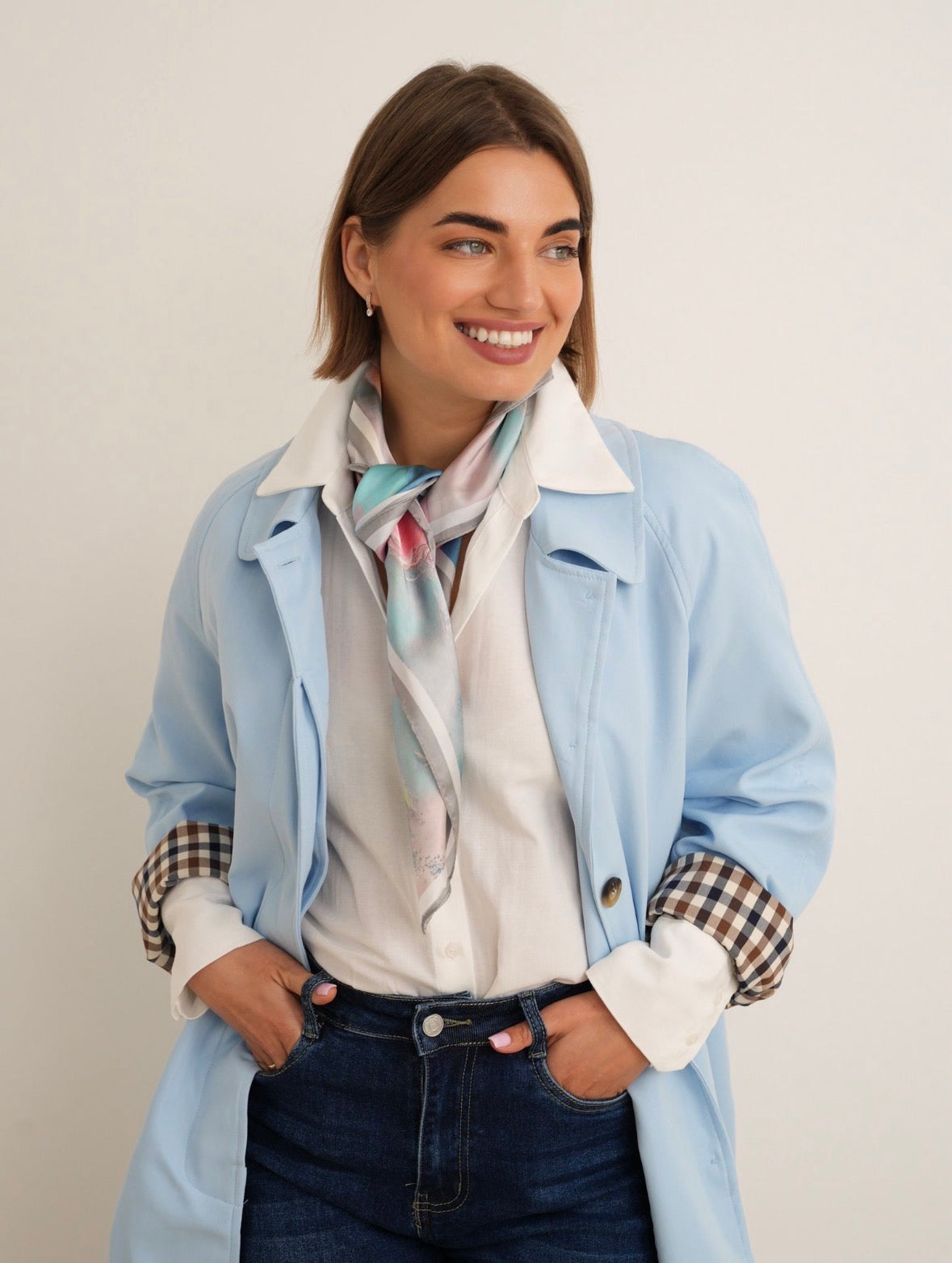 Harper Baby Blue Mac Coat