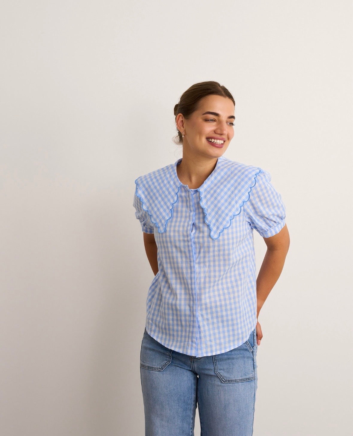 Lydia Blue Check Blouse