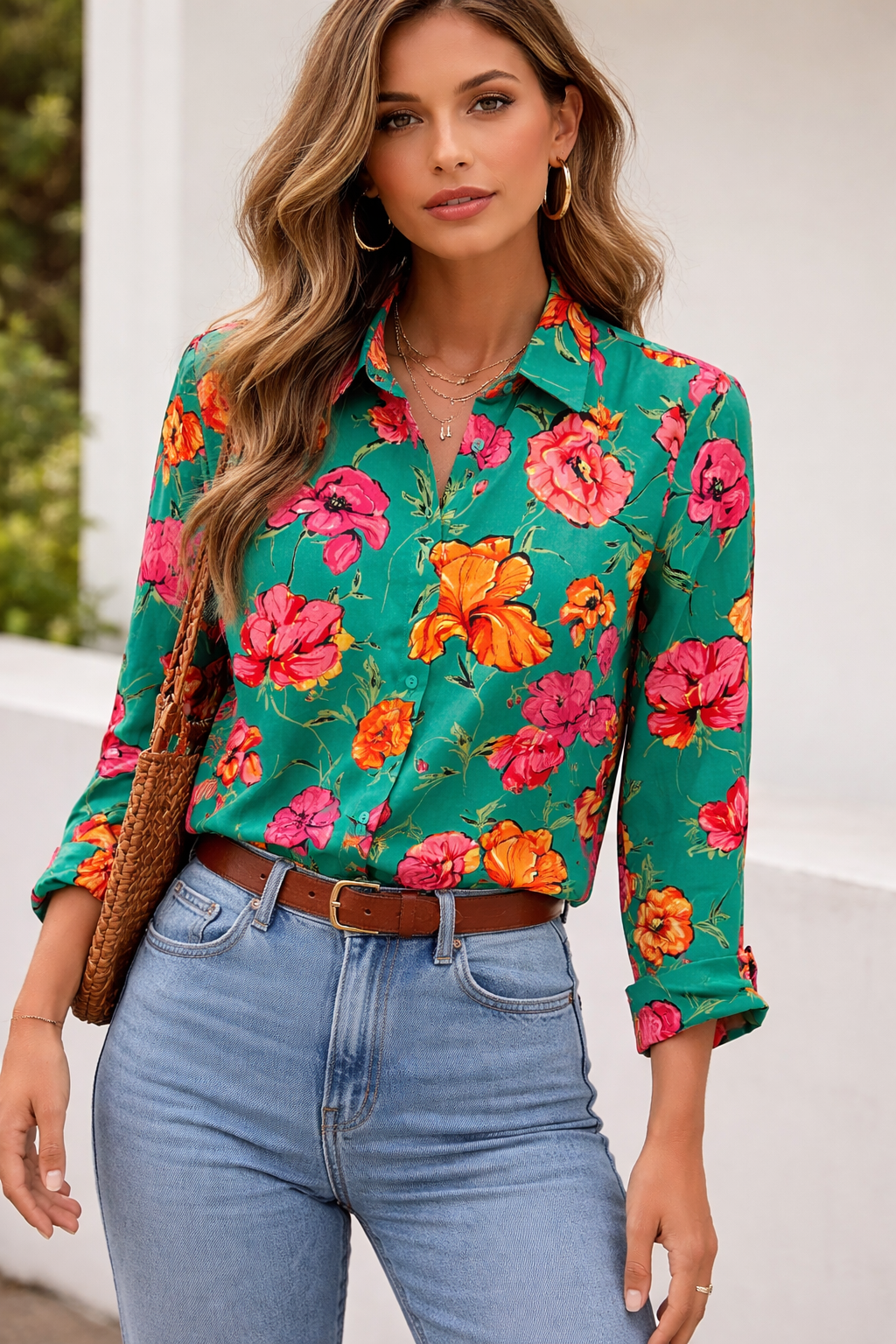 Paris Green Floral Blouse