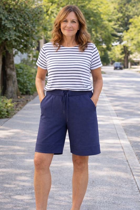Desiree Navy Pleated Shorts