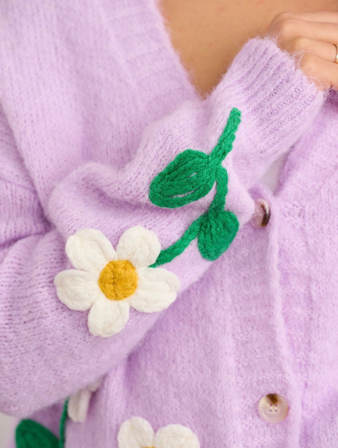 Cara Lilac Daisy Cardigan