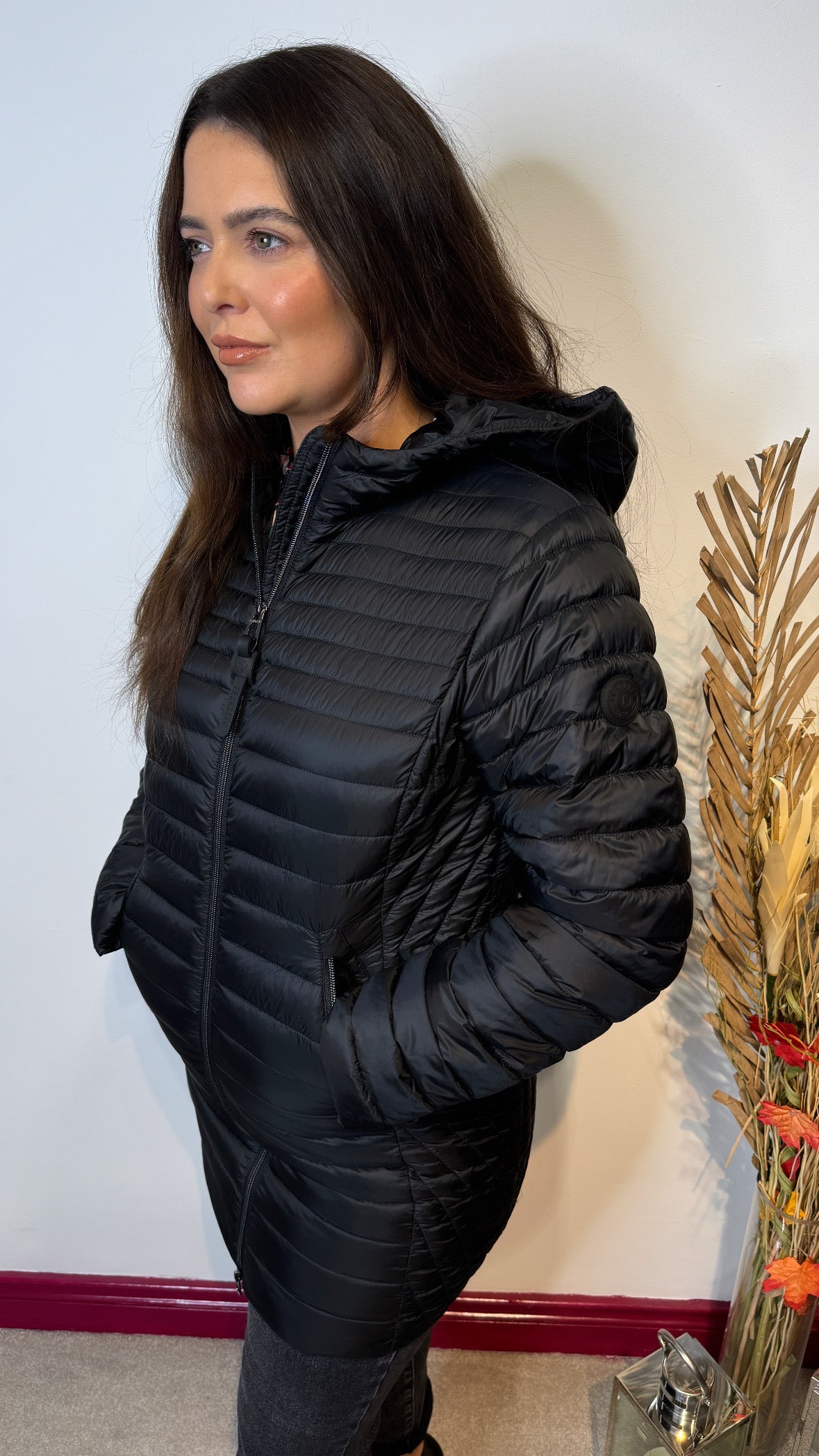 Frandsen Black Quilted Midi Coat