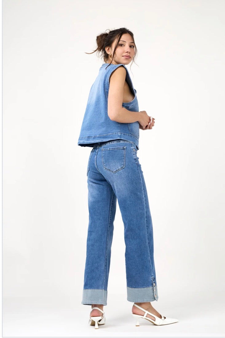 Cassie Light Wash Wide Leg Denim Jeans