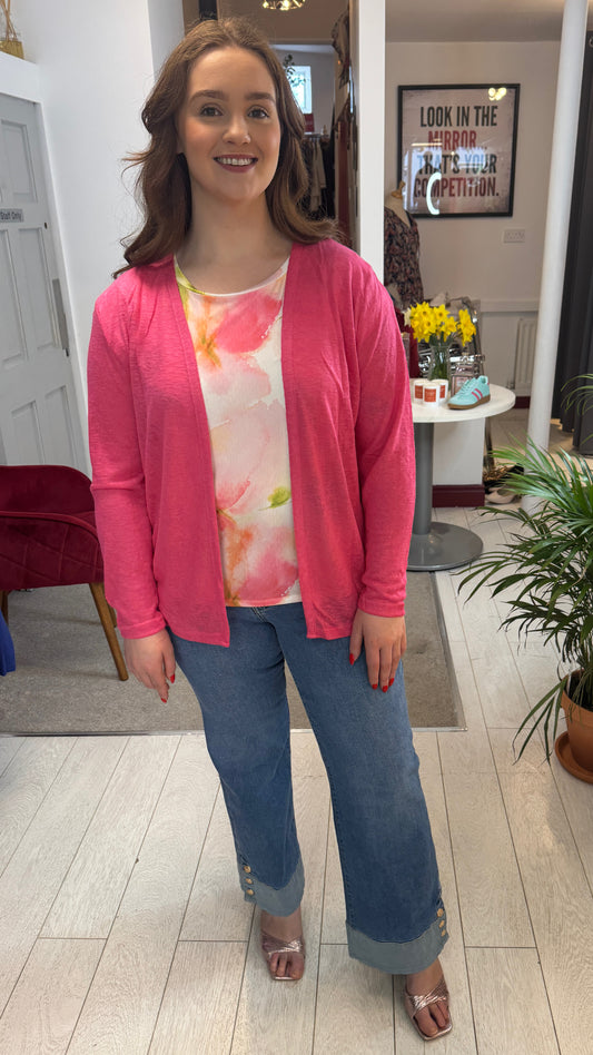 Rhea Raspberry Lightweight Summer Cardigan