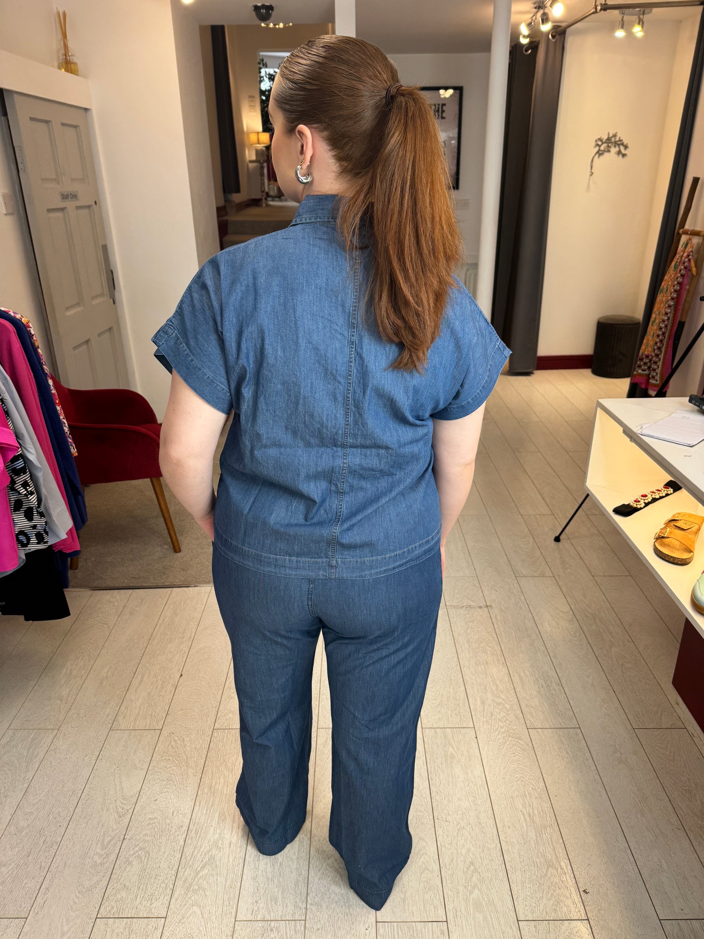 Nikki Denim Wide Leg Trousers
