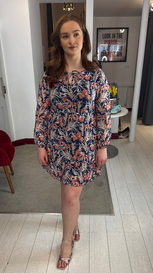 Dina Coral Floral Mini Dress