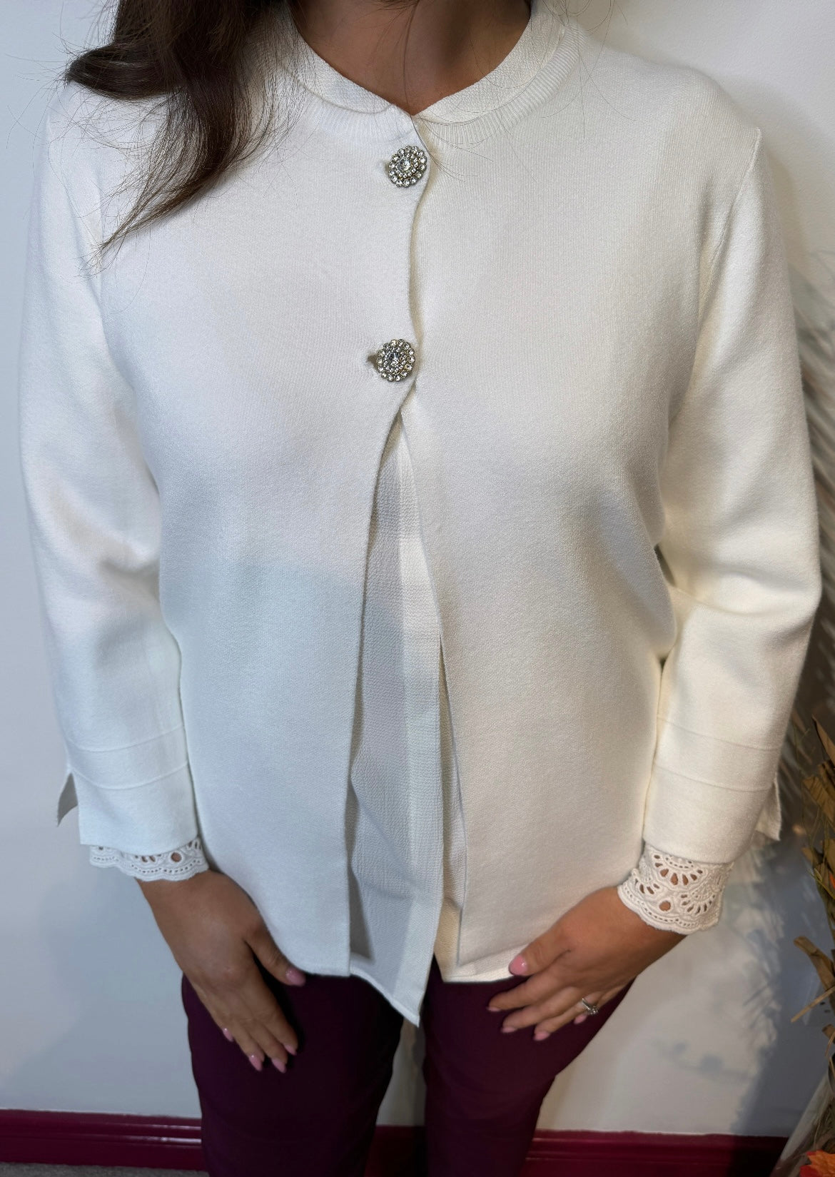 Sophie Winter White Button Bolero Cardigan