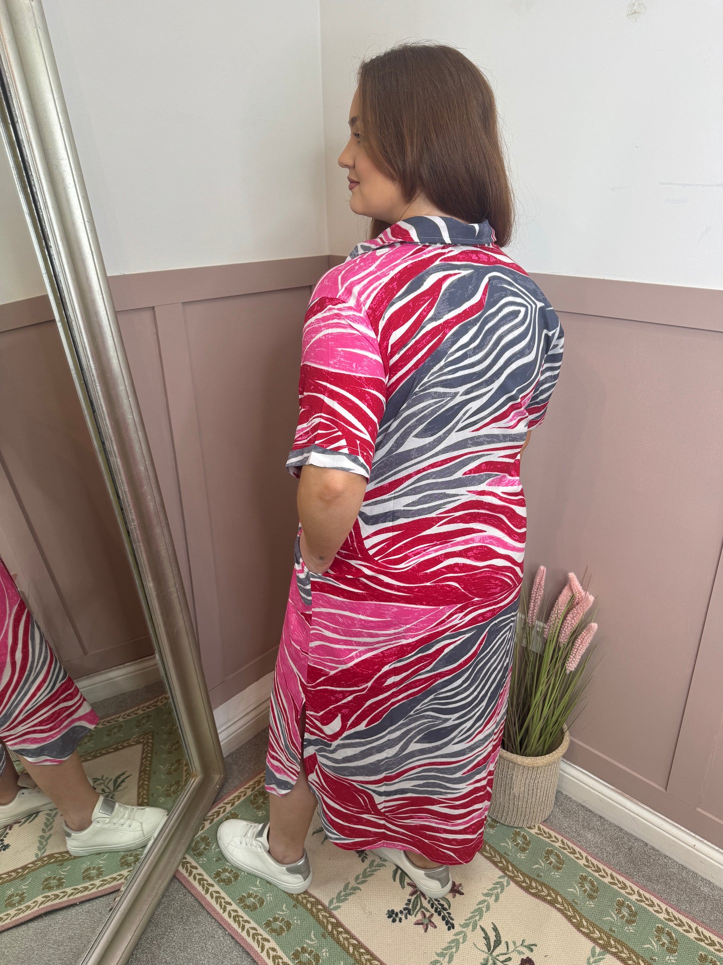 Abira Red Astec Shirt Dress